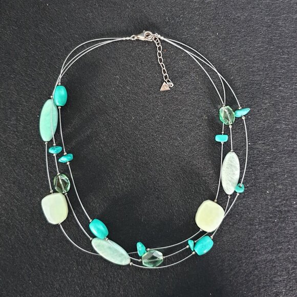 Vintage Silpada Retired Sterling Serpentine, Amazonite & Howlite Bead Necklace - Picture 4 of 12